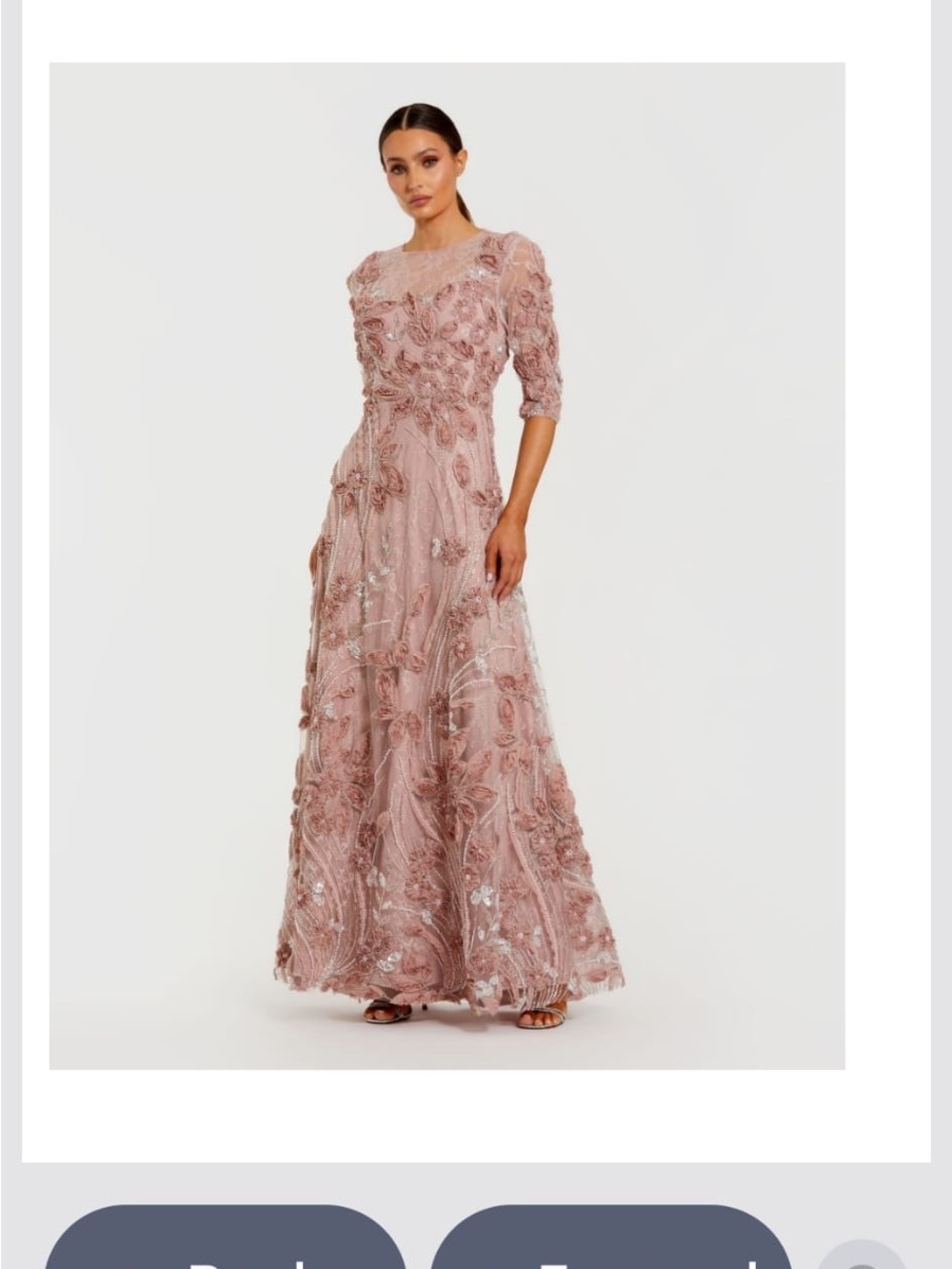 Mac Duggal Embellished Blush Pink Floral Maxi Gown